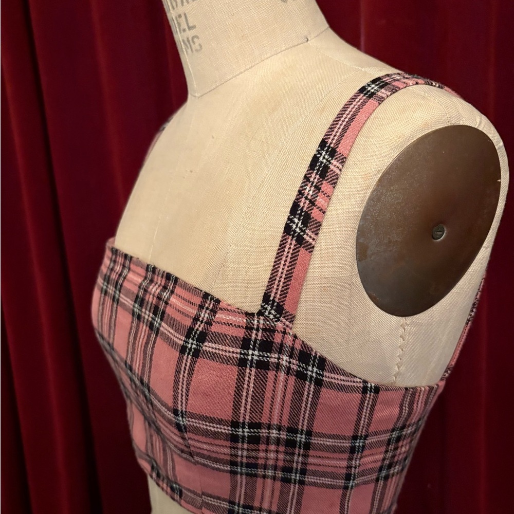 Reformation Pink Plaid Crop Top